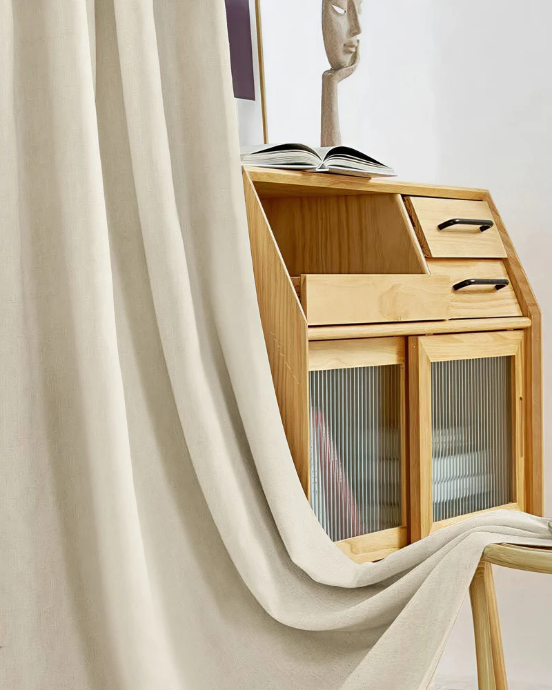 Cronin 4 Layers Linen Look Heavyweight Soundproof Thermal 100% Blackout Anti-Dust Custom Curtain