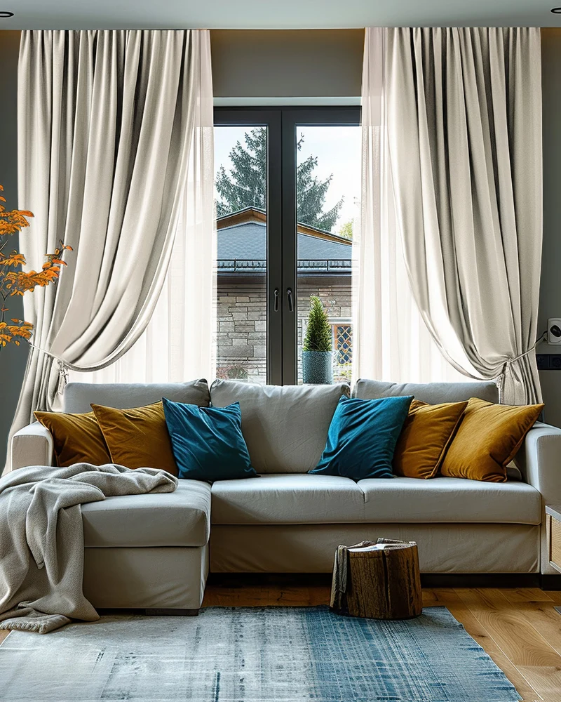 Cronin 4 Layers Linen Look Heavyweight Soundproof Thermal 100% Blackout Anti-Dust Custom Curtain