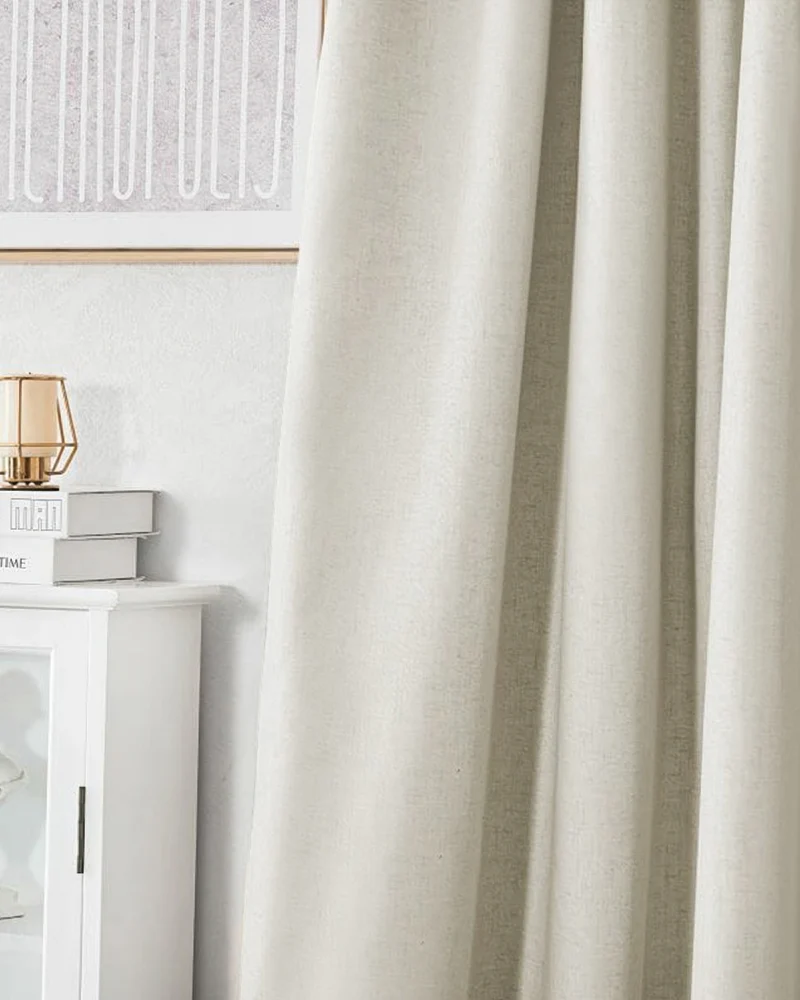 Cronin 4 Layers Linen Look Heavyweight Soundproof Thermal 100% Blackout Anti-Dust Custom Curtain