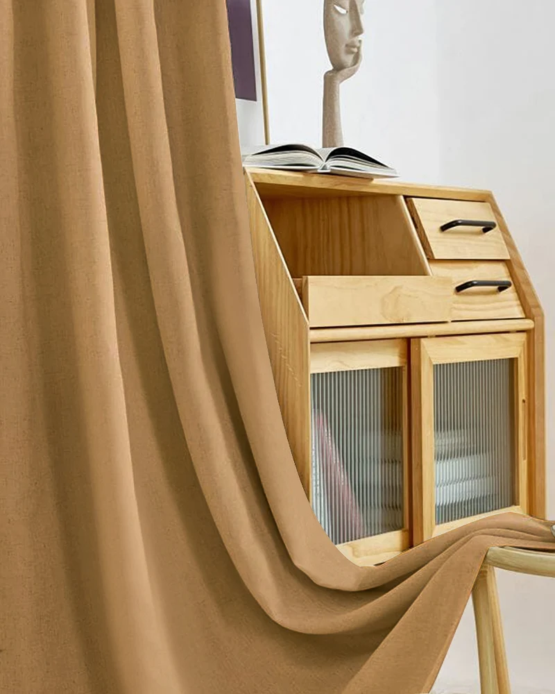 Cronin 4 Layers Linen Look Heavyweight Soundproof Thermal 100% Blackout Anti-Dust Custom Curtain