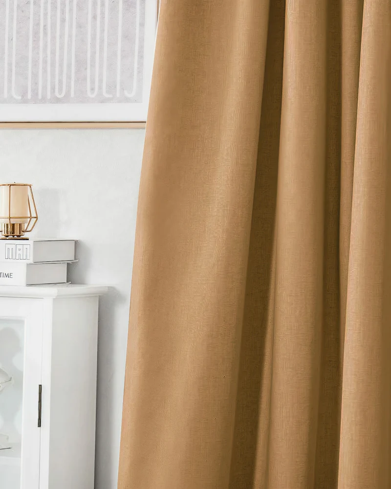 Cronin 4 Layers Linen Look Heavyweight Soundproof Thermal 100% Blackout Anti-Dust Custom Curtain