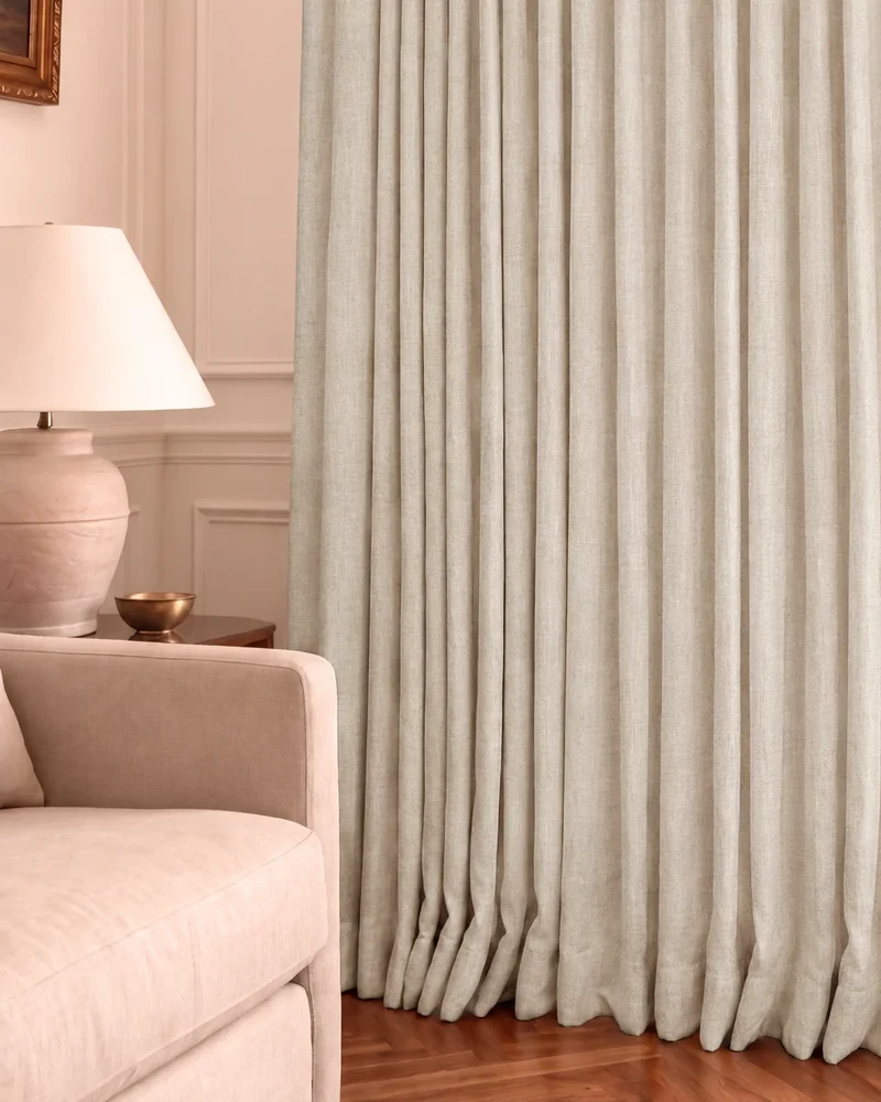 Cronin 4 Layers Linen Look Heavyweight Soundproof Thermal 100% Blackout Anti-Dust Custom Curtain