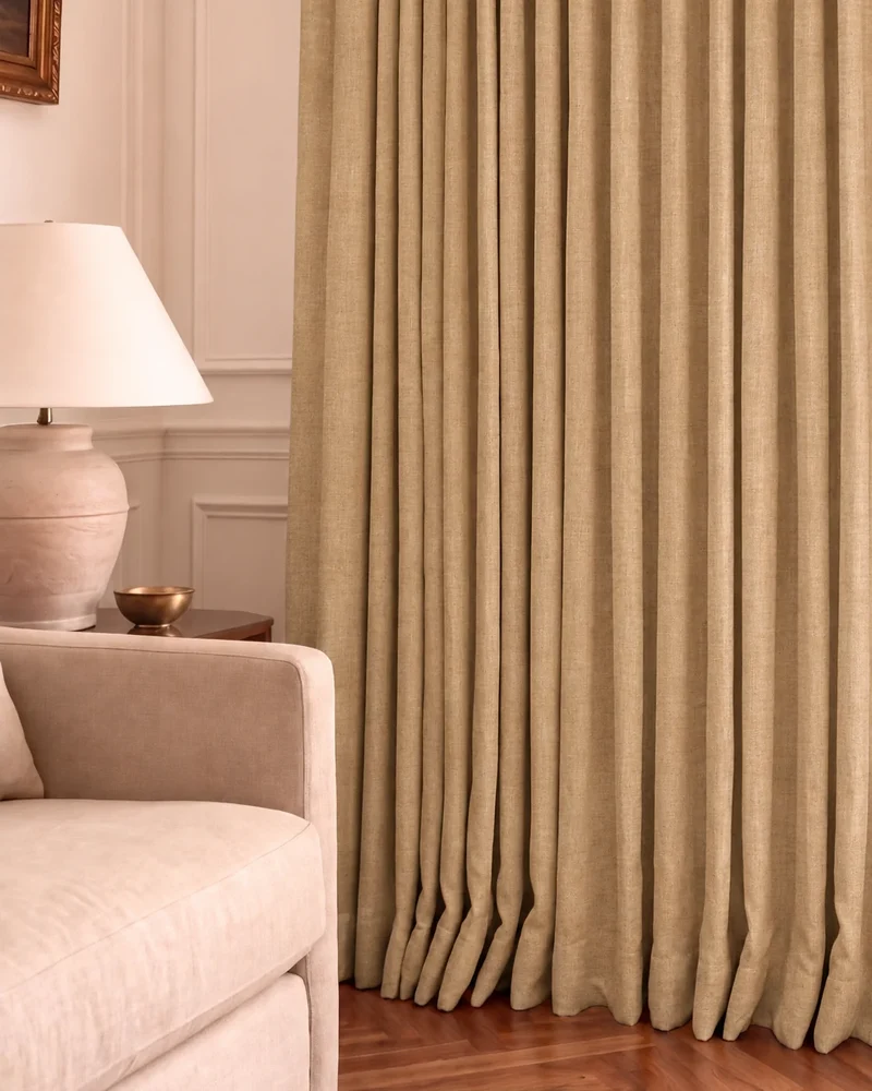 Cronin 4 Layers Linen Look Heavyweight Soundproof Thermal 100% Blackout Anti-Dust Custom Curtain