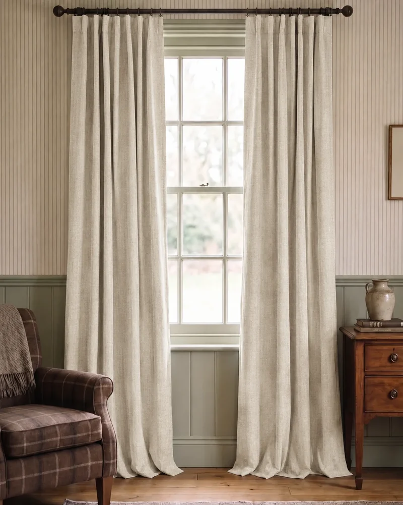Cronin 4 Layers Linen Look Heavyweight Soundproof Thermal 100% Blackout Anti-Dust Custom Curtain