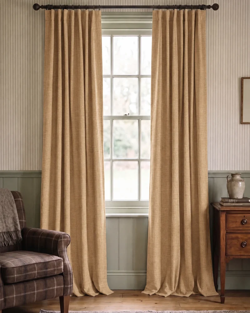 Cronin 4 Layers Linen Look Heavyweight Soundproof Thermal 100% Blackout Anti-Dust Custom Curtain