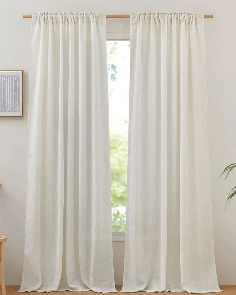 Chloe Linen Look Burlap Textured Sheer Curtain