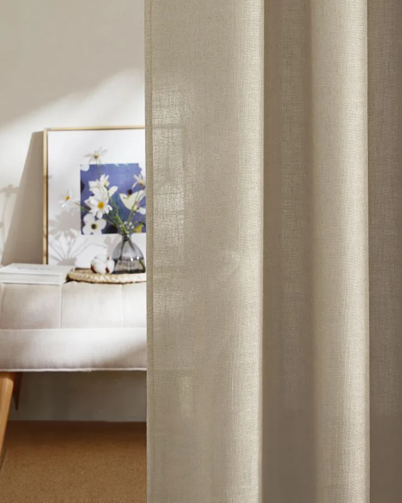 Chloe Linen Look Burlap Textured Sheer Curtain