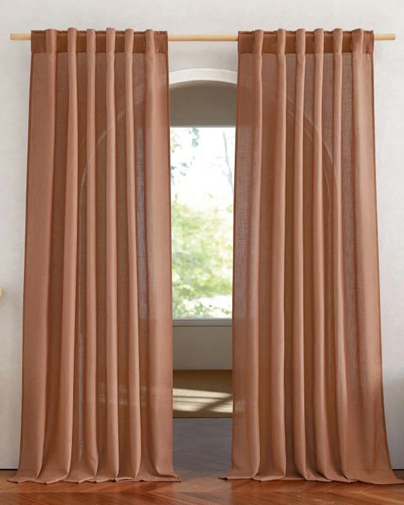 Chloe Linen Look Burlap Textured Sheer Curtain