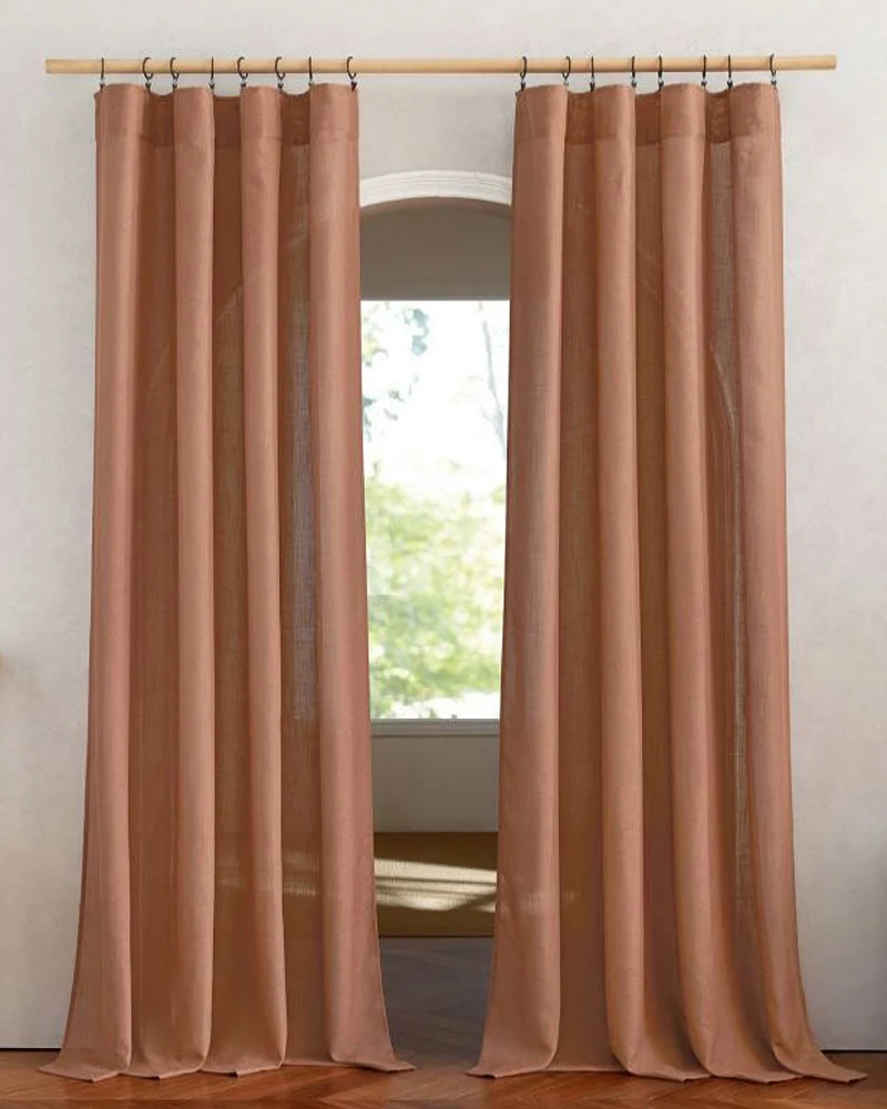 Chloe Linen Look Burlap Textured Sheer Curtain
