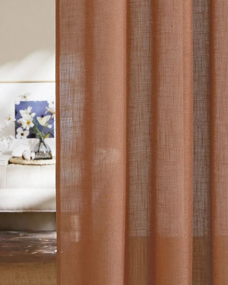 Chloe Linen Look Burlap Textured Sheer Curtain