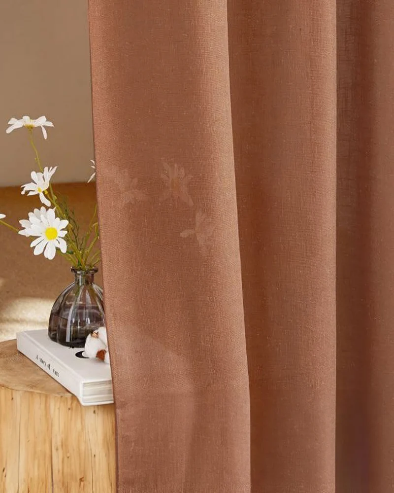 Chloe Linen Look Burlap Textured Sheer Curtain
