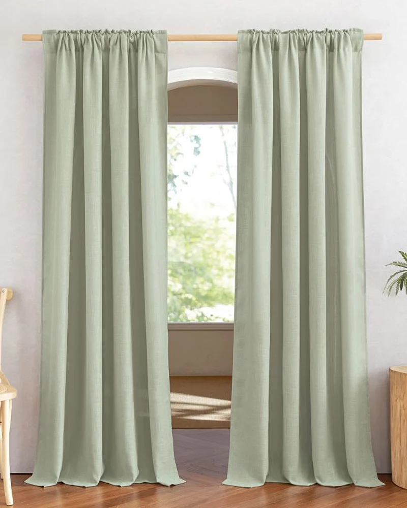Chloe Linen Look Burlap Textured Sheer Curtain