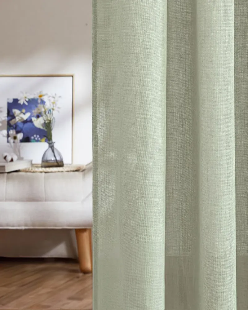 Chloe Linen Look Burlap Textured Sheer Curtain