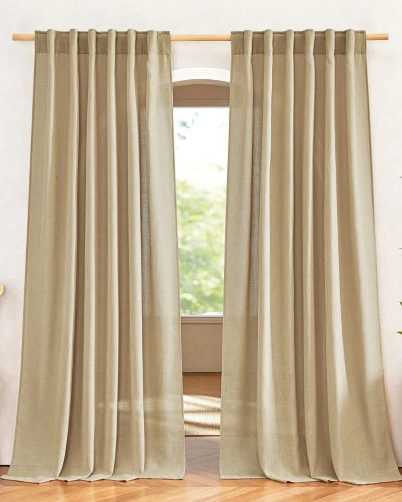 Chloe Linen Look Burlap Textured Sheer Curtain