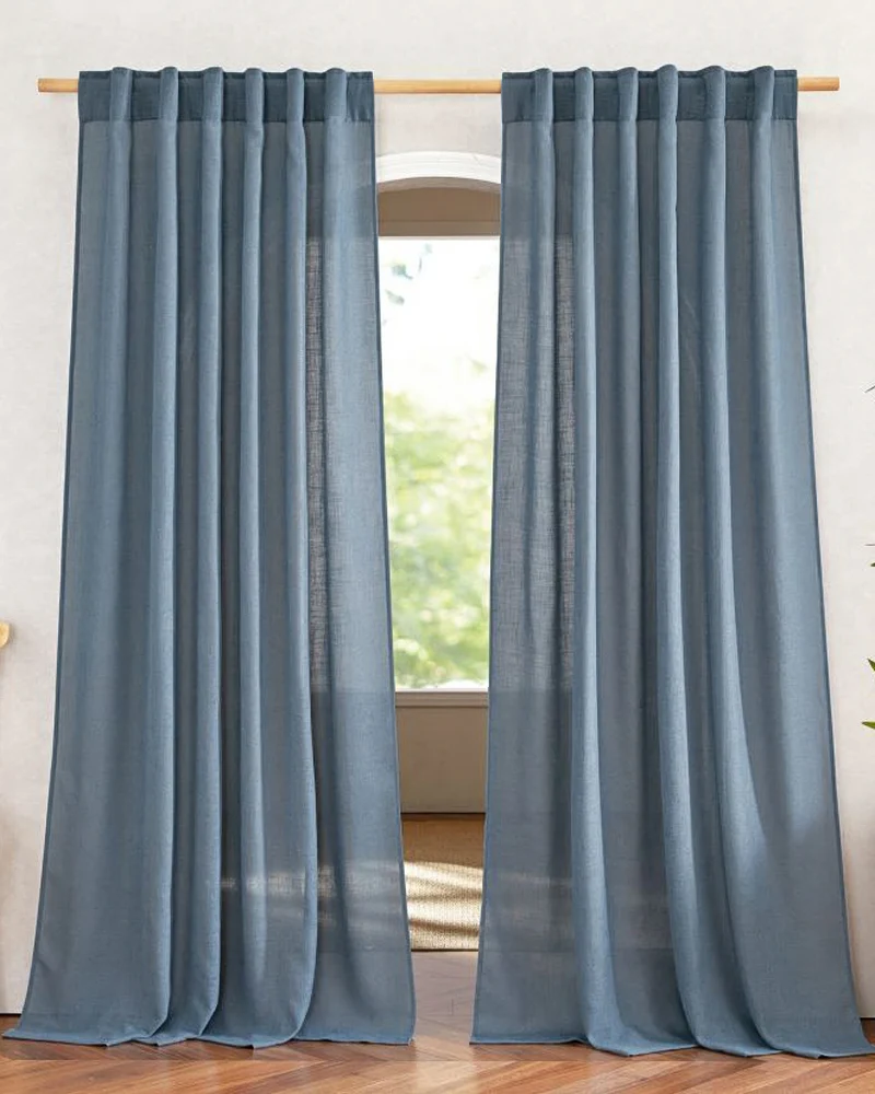 Chloe Linen Look Burlap Textured Sheer Curtain