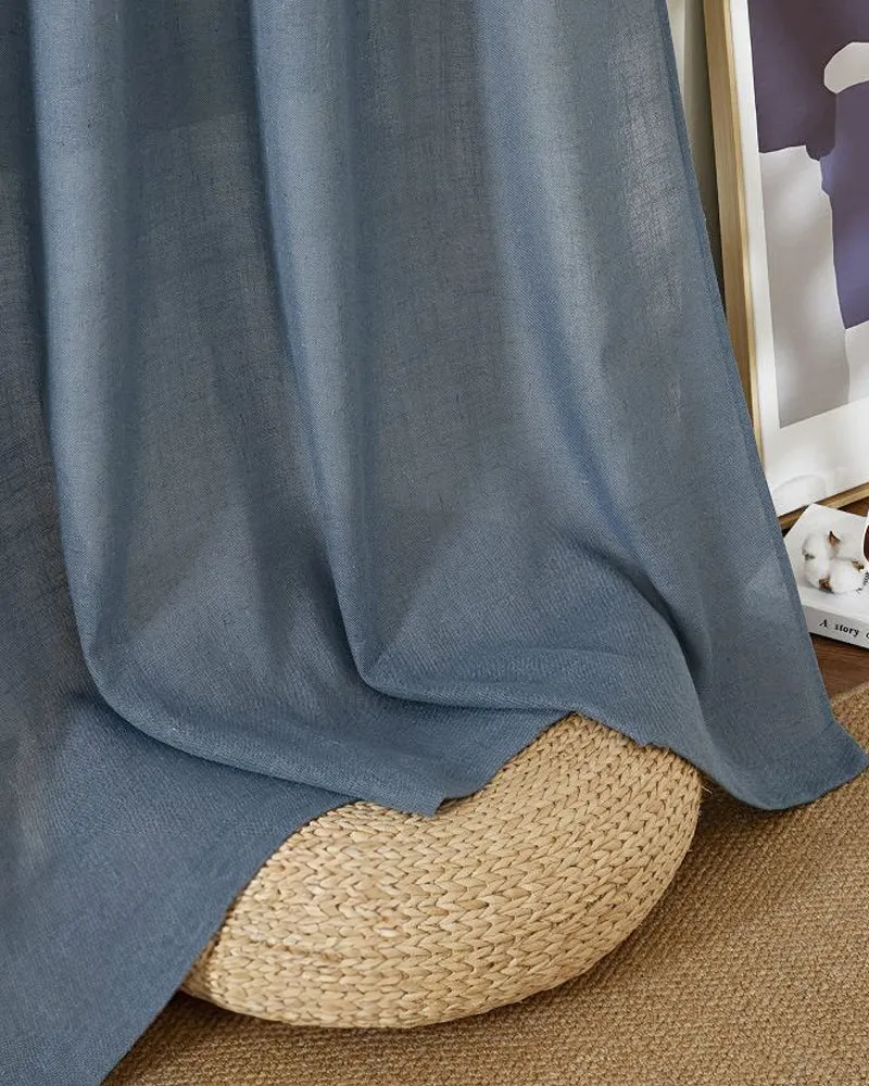 Chloe Linen Look Burlap Textured Sheer Curtain