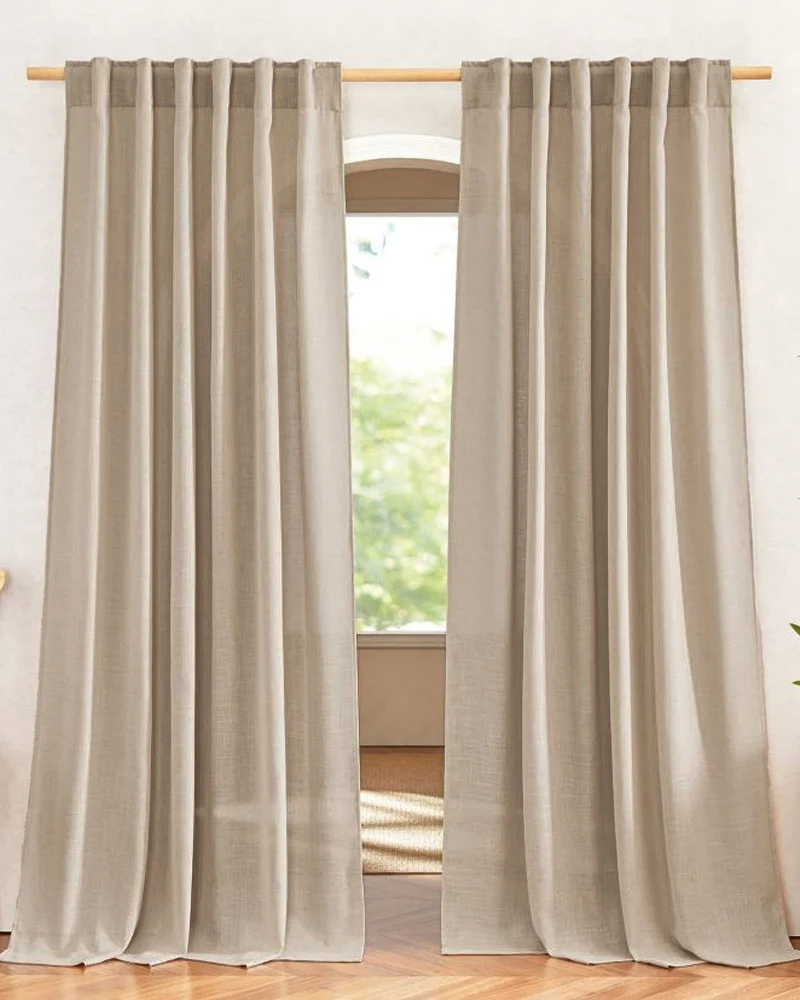 Chloe Linen Look Burlap Textured Sheer Curtain