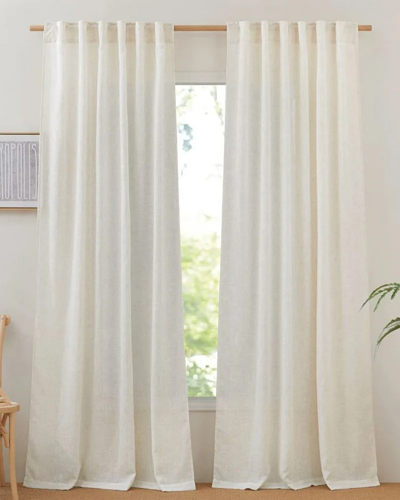 Chloe Linen Look Burlap Textured Sheer Curtain