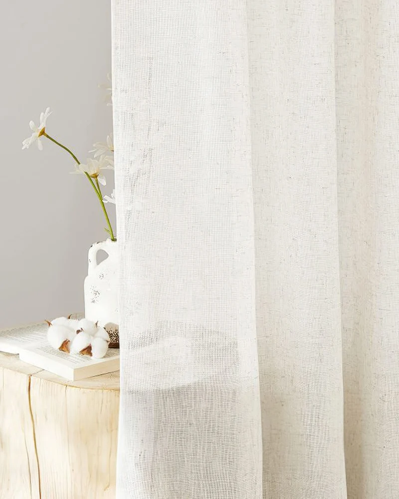 Chloe Linen Look Burlap Textured Sheer Curtain