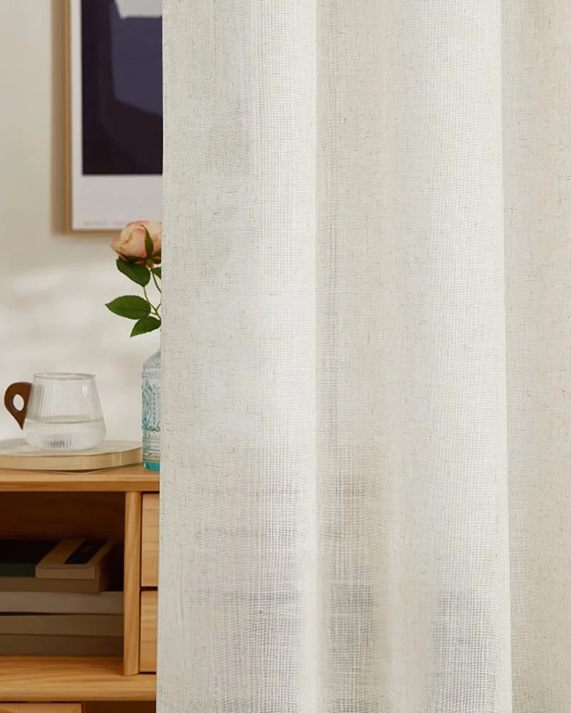 Chloe Linen Look Burlap Textured Sheer Curtain