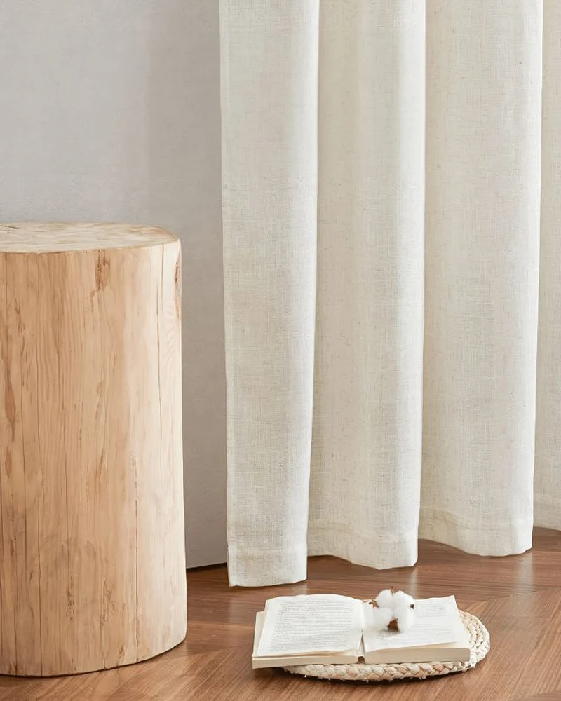 Chloe Linen Look Burlap Textured Sheer Curtain