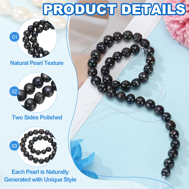 Freshwater Pearl Beads, 10-11mm Potato Shape Pearl String, Black