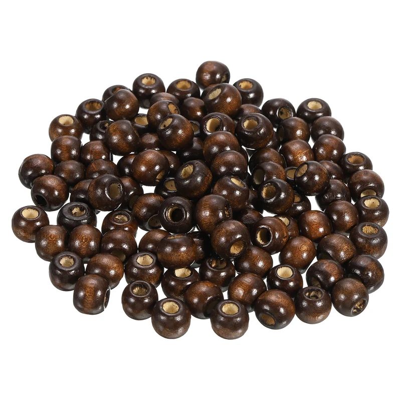 Natural Wood Beads, 400Pcs 10mm Diameter Round Loose Spacer Beads, Dark Brown