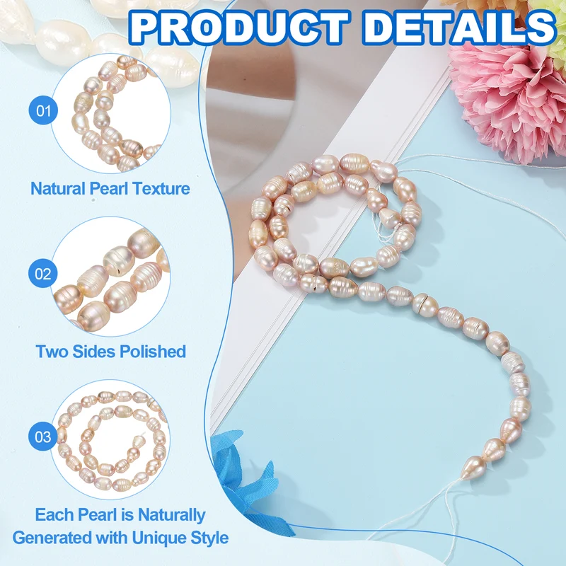 Freshwater Pearl Beads, 4-5mm Rice Shape Pearl String, Beige Purple