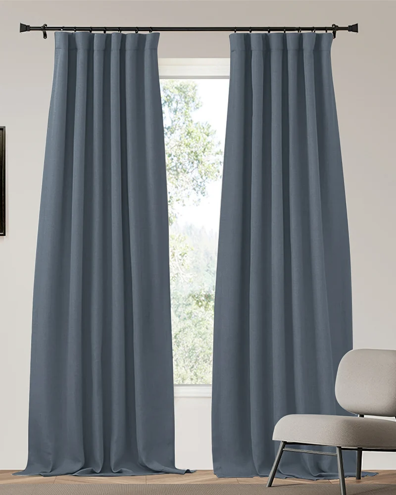 Zoe Linen Look Soft Custom Curtain