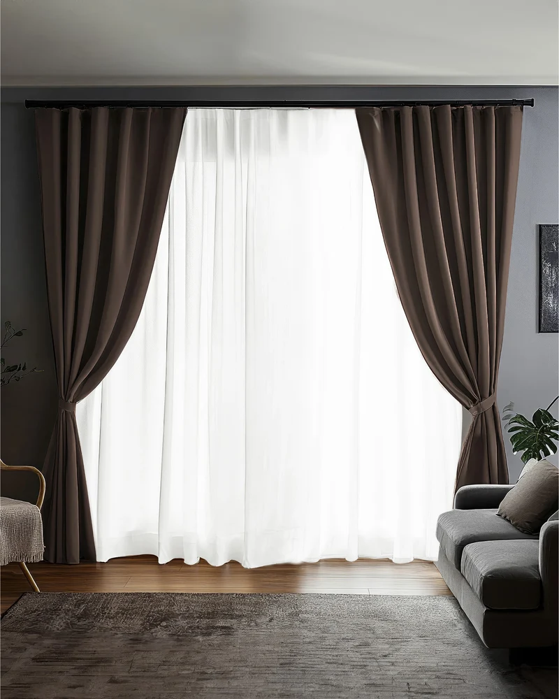 Laborien 4 Layers Linen Look Heavyweight Soundproof Thermal 100% Blackout Anti-Dust Custom Curtain