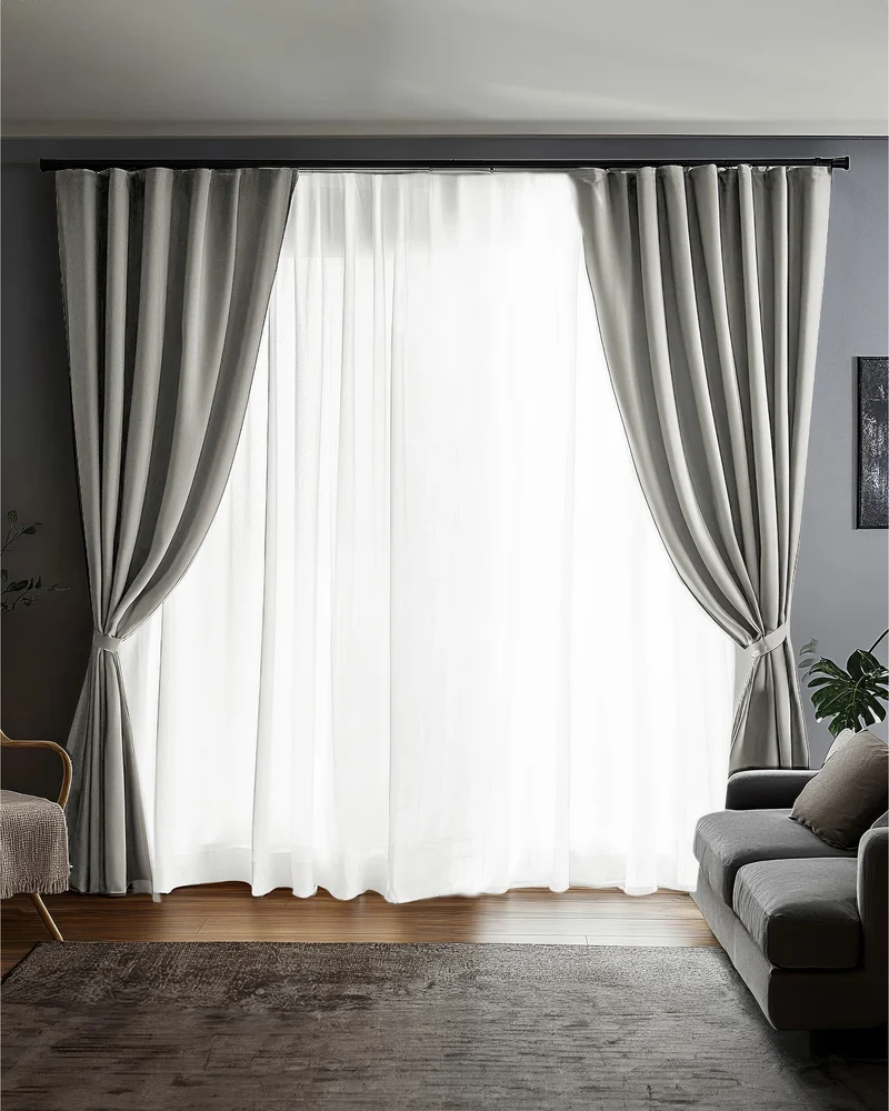Laborien 4 Layers Linen Look Heavyweight Soundproof Thermal 100% Blackout Anti-Dust Custom Curtain