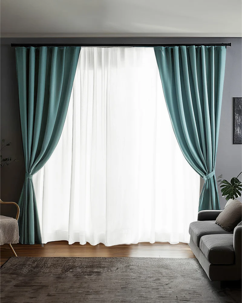 Laborien 4 Layers Linen Look Heavyweight Soundproof Thermal 100% Blackout Anti-Dust Custom Curtain