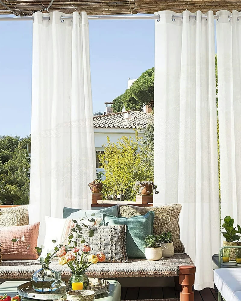 Sabrina Linen Look Lightweight Custom Outdoor Sheer Curtain