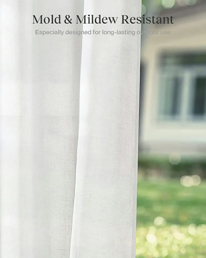 Sabrina Linen Look Lightweight Custom Outdoor Sheer Curtain