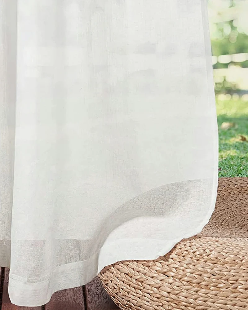 Sabrina Linen Look Lightweight Custom Outdoor Sheer Curtain