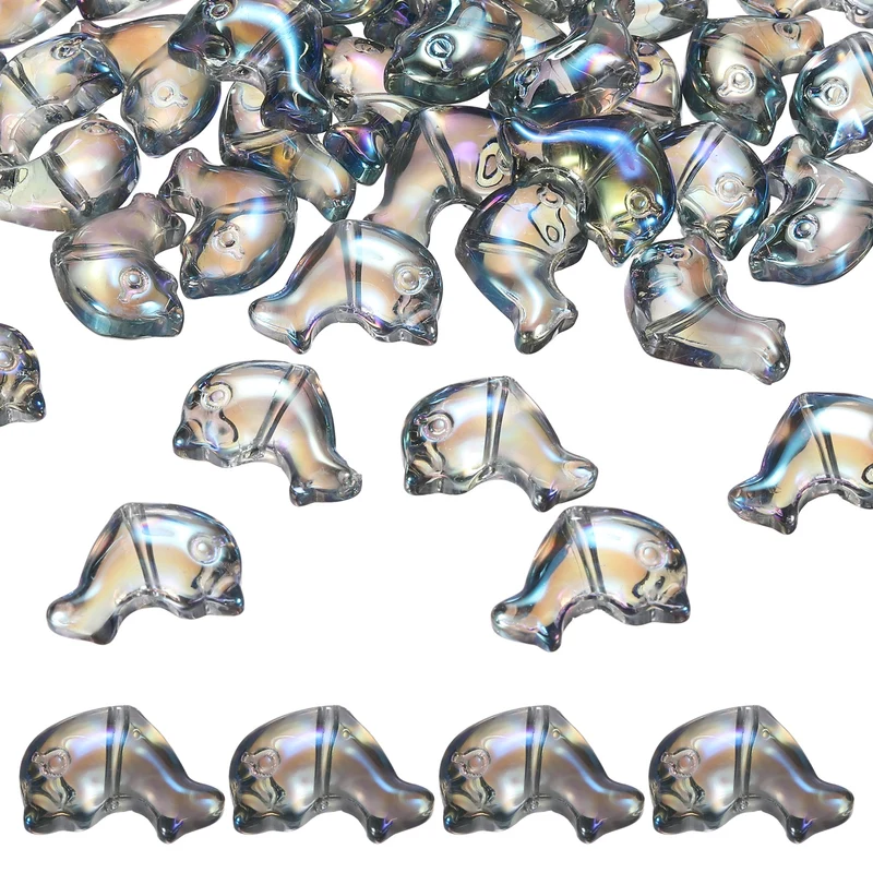 120Pcs Glass Dolphin Beads, Sea Dolphin Glass Bead, Clear Green
