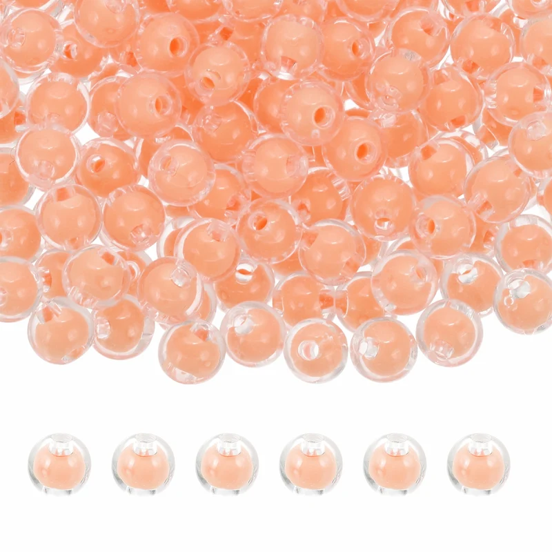 200 Pcs Acrylic Beads, 2mm Cute Beads for Bracelets, Transparent Deep Pink