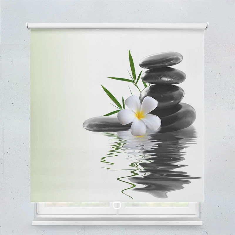 Springrollo Motiv "Frangipani Steinturm Wasser"