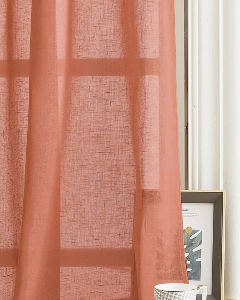 Yarn Linen Look Sheer Custom Curtain