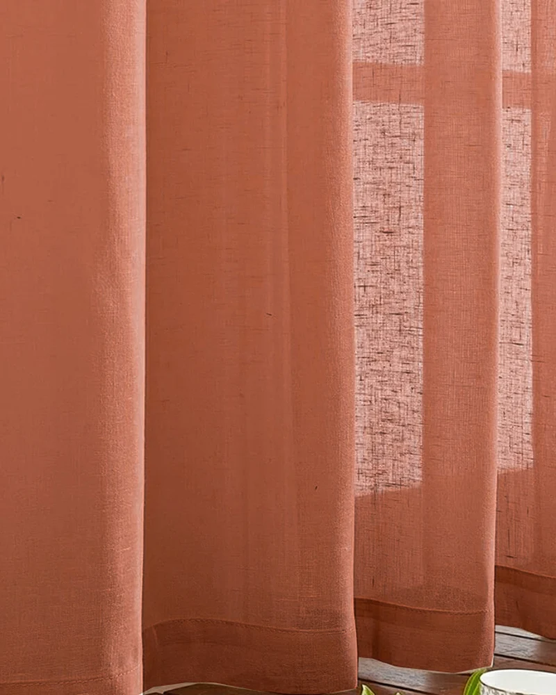 Yarn Linen Look Sheer Custom Curtain