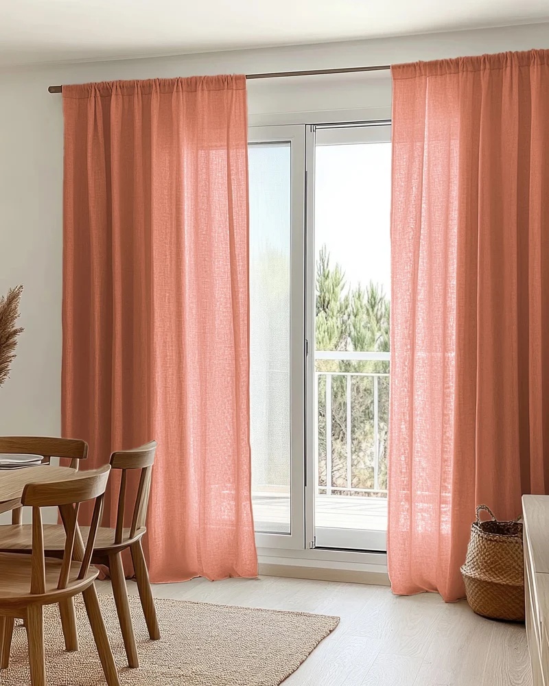 Yarn Linen Look Sheer Custom Curtain