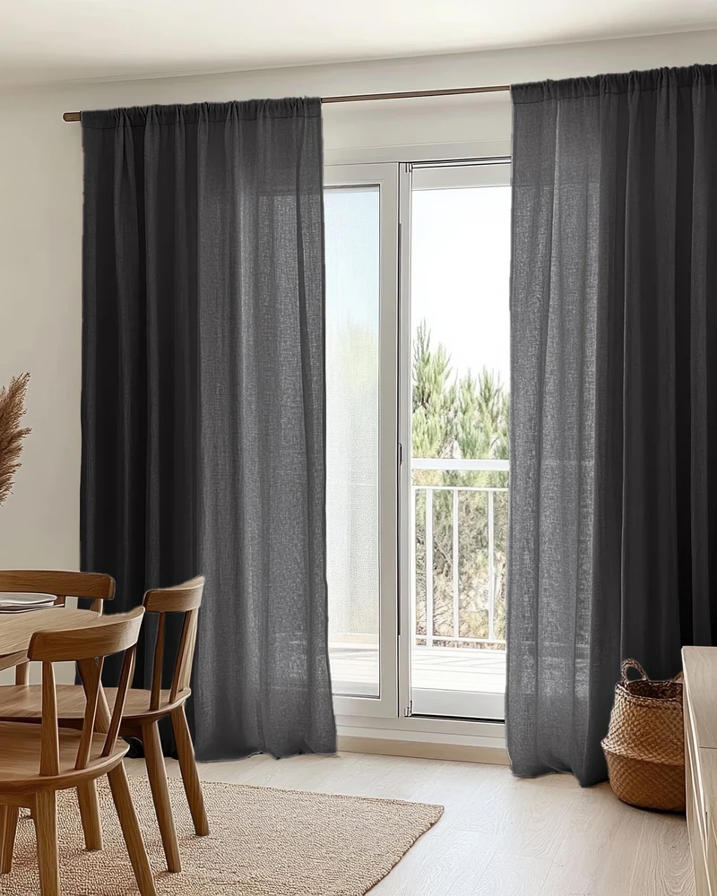 Yarn Linen Look Sheer Custom Curtain