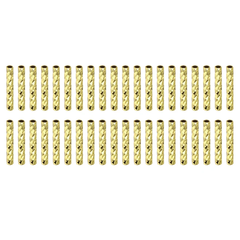 100Pcs Brass Column Tube Beads, 1x10mm, Gold Tone