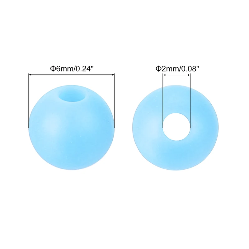 50Pcs 6mm Silicone Beads, Round Loose Rubber Bead for DIY (Lake Blue)