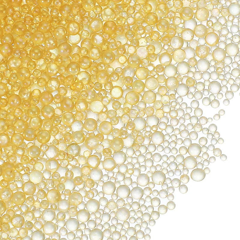 200g 1-3mm Glass Bubble Beads Iridescent No Hole Water Droplet Ball Orange
