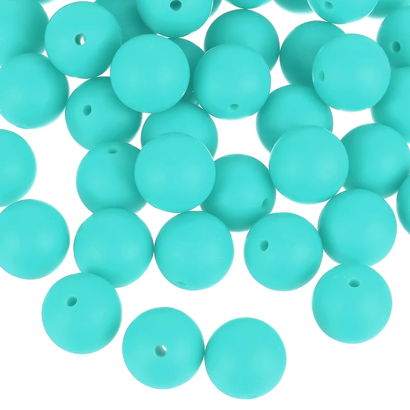50Pcs 12mm Silicone Beads, Round Loose Rubber Bead for DIY (Emerald)