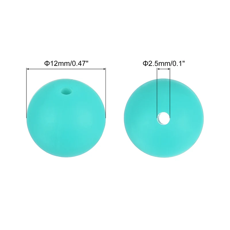 50Pcs 12mm Silicone Beads, Round Loose Rubber Bead for DIY (Emerald)