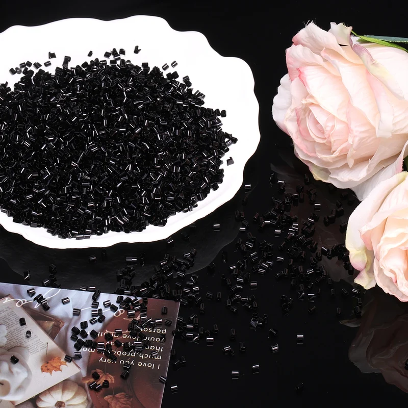 Straw Tube Beads, 150 g 3D Plastic Beads for Crystal Mud Black