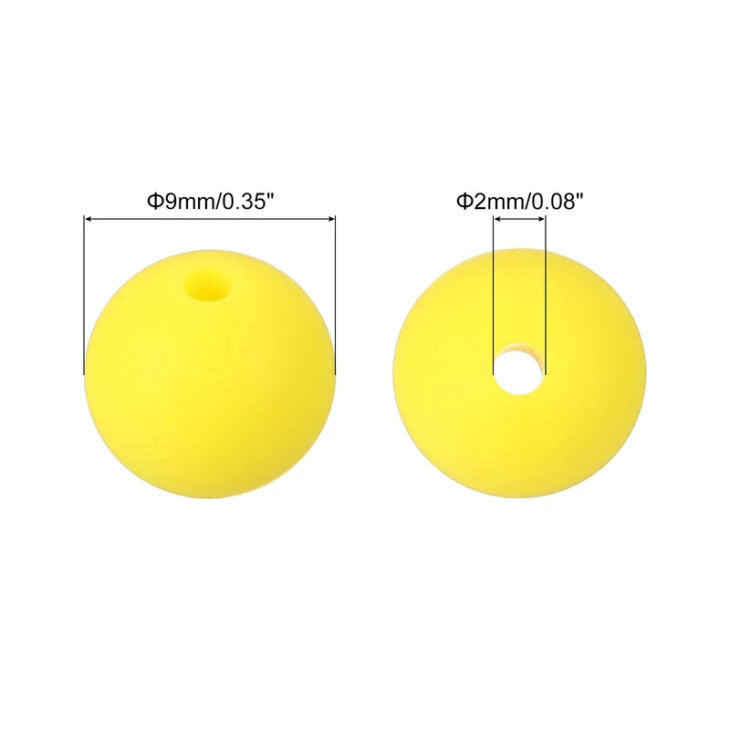50Pcs 9mm Silicone Beads, Round Loose Rubber Bead for DIY (Bright Yellow)