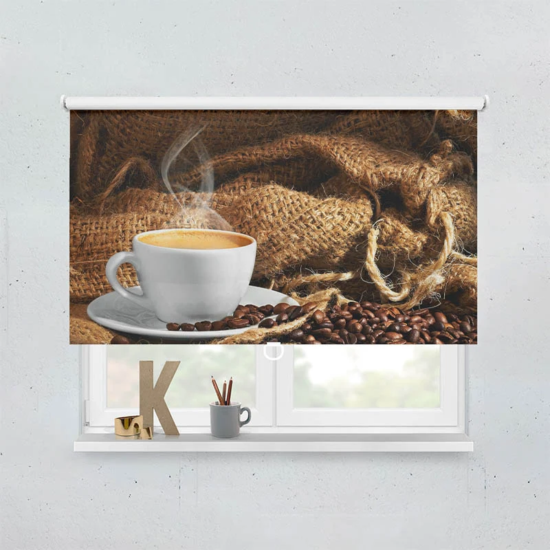 Springrollo Motiv "Kaffeetasse Bohnen"